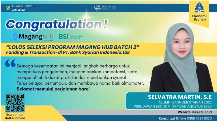 Selamat! Alumni Ekonomi Syariah Universitas Alma Ata Lolos Program MagangHub di PT Bank Syariah Indonesia Tb